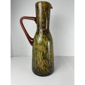 Vintage Empoli Yellow Cased Glass Ewer / Pitcher Italy Mid Century Modern